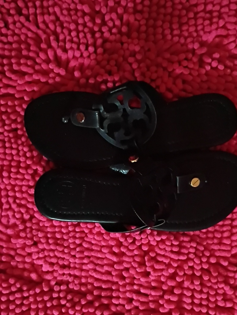Tory Burch Black Logo Miller Thong Sandals